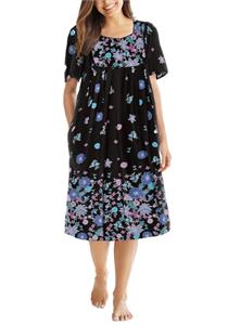 100% Cotton Blossoms Print Short Lounger Dress